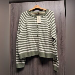 Universal Thread Olive and Cream Striped Cardigan